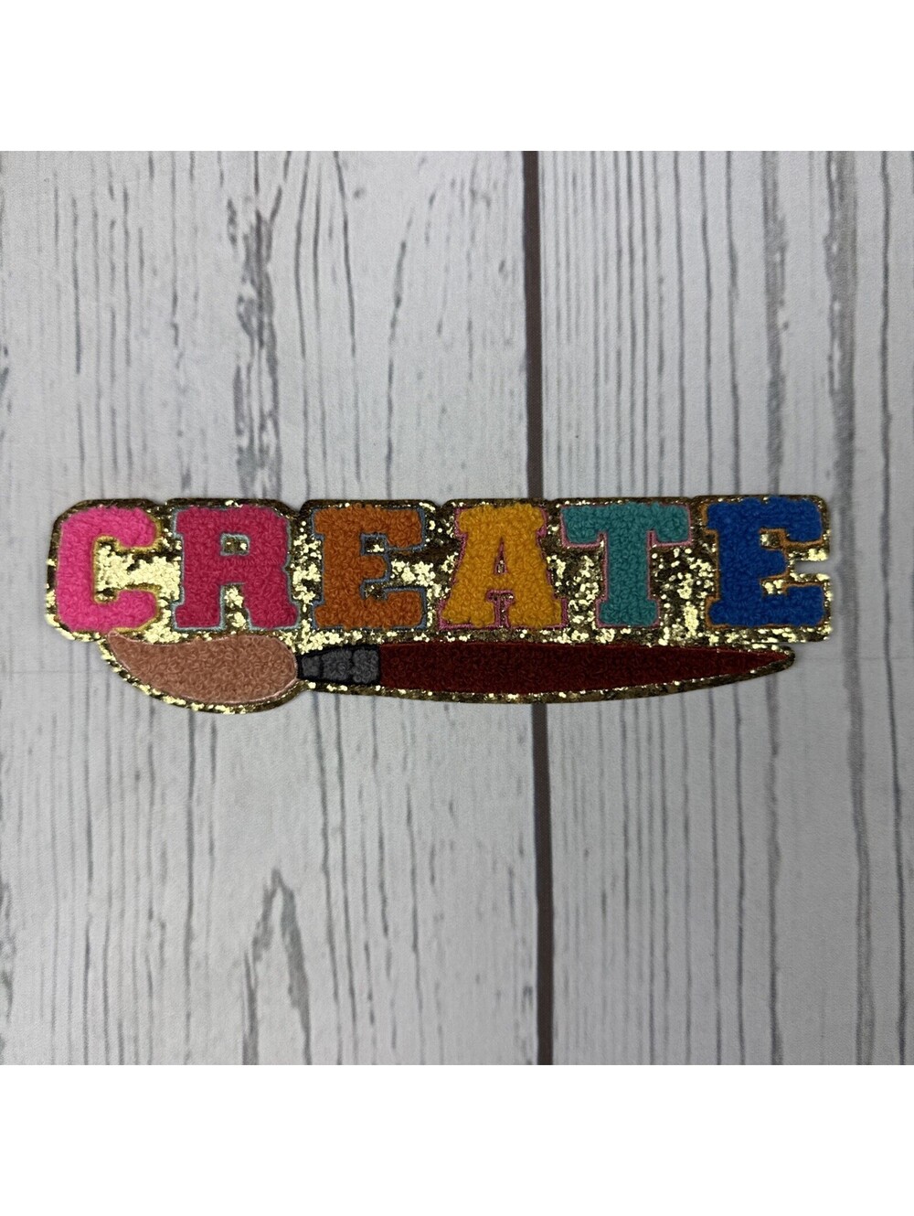 Chenille Iron-On Patch - 8 inch - Create - art Teacher crafter gift tote shirt